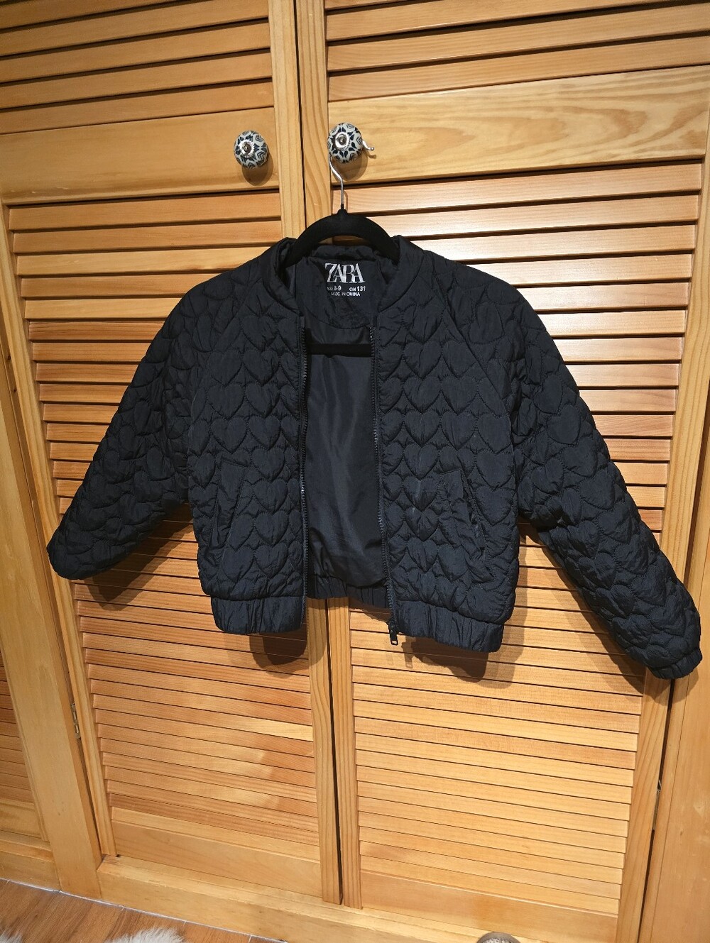 Zara Girls' Black Quilted Bomber Jacket - Kids